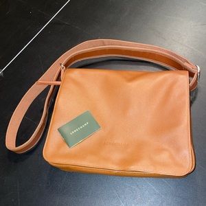 NEW Longchamp Leather Satchel Bag with Flap